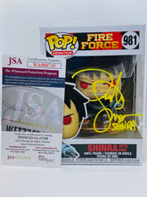 Load image into Gallery viewer, Shinra with Fire 981 Fire Force Funko Pop signed by Derick Snow
