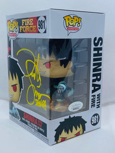 Shinra with Fire 981 Fire Force Funko Pop signed by Derick Snow
