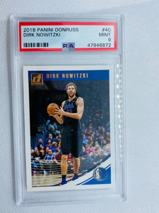 Dirk Nowitzki 2018 Panini Donruss #40 Graded PSA Mint 9 Dallas Mavericks