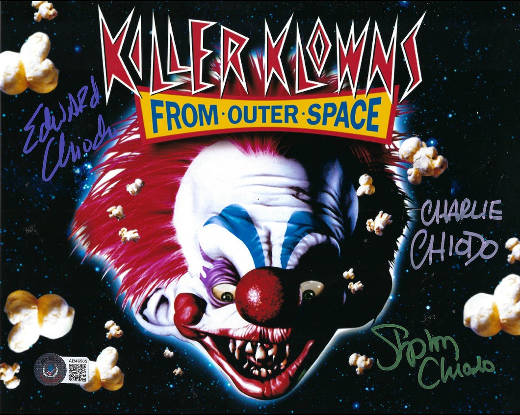 Killer Klowns from Outer Space 8x10 photo signed by the Chiodo Brothers (Stephen, Edward & Charlie)