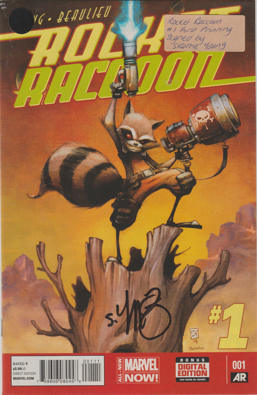 Rocket Raccoon 1 (First printing) signed by Skottie Young