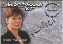 Load image into Gallery viewer, Samantha Bond as Miss Moneypenny in James Bond The World is Not Enough signed trading card
