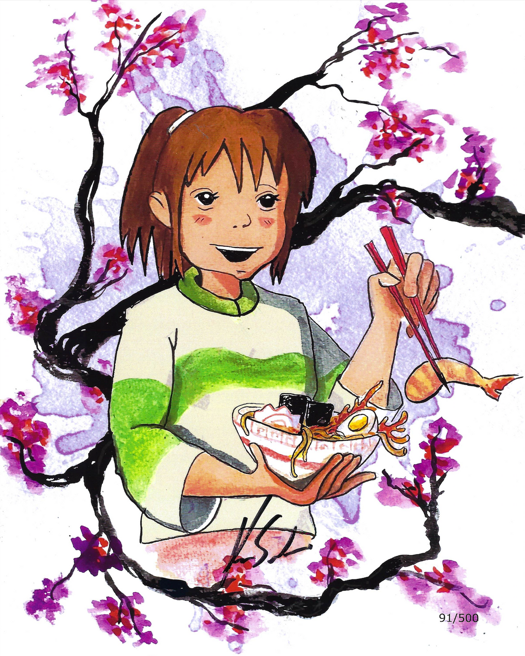 Spirited Away Limited edition 8x10 Fan Art Print 91/500 signed by Artist Ken Salinas
