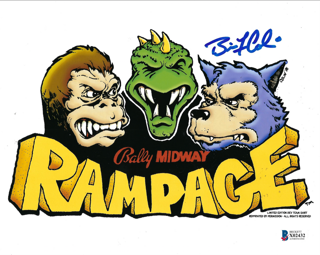 Rampage 8x10 photo signed by Brian Colin (Video game designer, artist and animator)