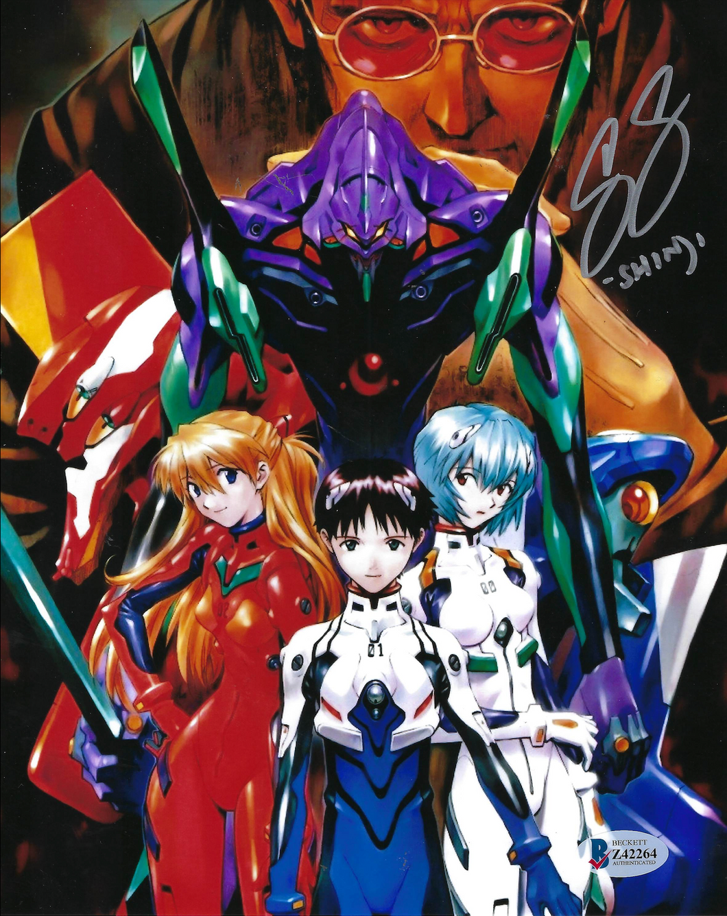 Neon Genesis Evangelion 8x10 photo signed by Spike Spencer (Shinji Ikari) inscribed Shinji