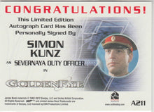 Load image into Gallery viewer, Simon Kunz as Severnaya Duty Officer in James Bond Goldeneye signed trading card
