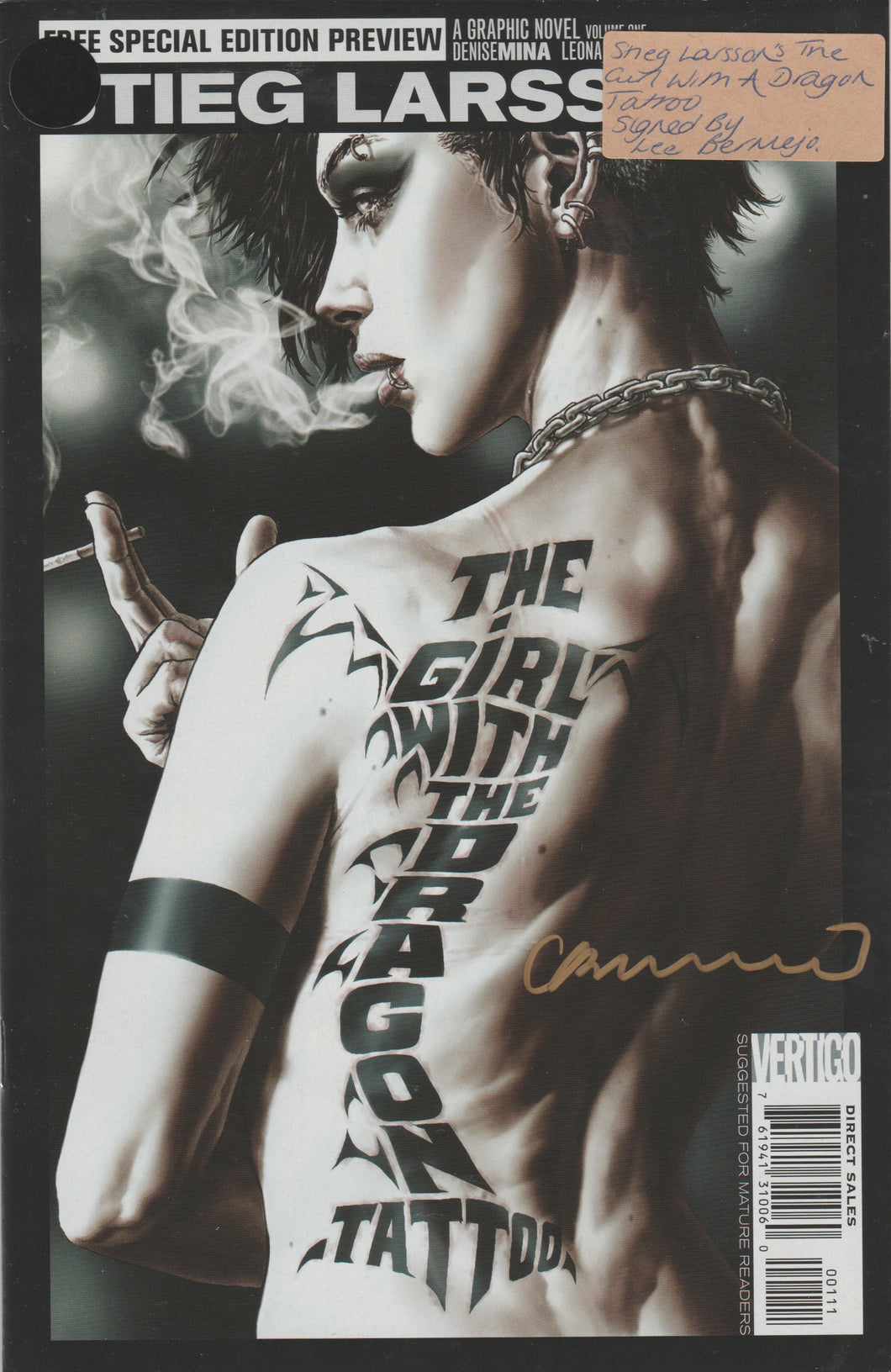 Stieg Larsson's The Girl with the Dragon Tattoo signed by Lee Bermejo