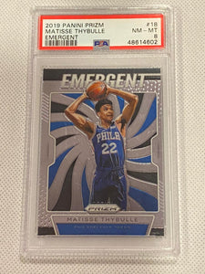 Graded Trading Card - Matisse Thybulle #18 Emergent Panini Prizm 2019 PSA 8