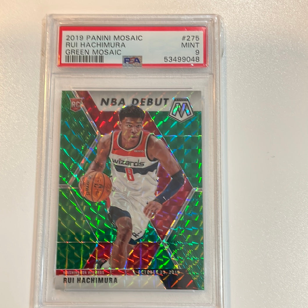 2019 Panini Green Mosaic Prizm Rui Hachimura ROOKIE RC #275 PSA 9