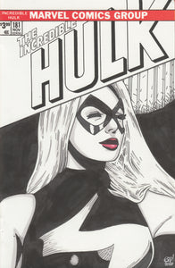 Ms. Marvel Original Art by Gary Parkin on the Incredible Hulk 181 blank cover