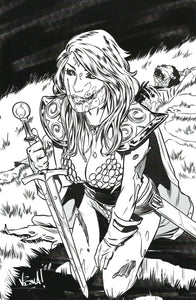 Red Sonja The Superpowers #1 Incentive cover Vincenzo Federici Zombie Black & White virgin variant cover
