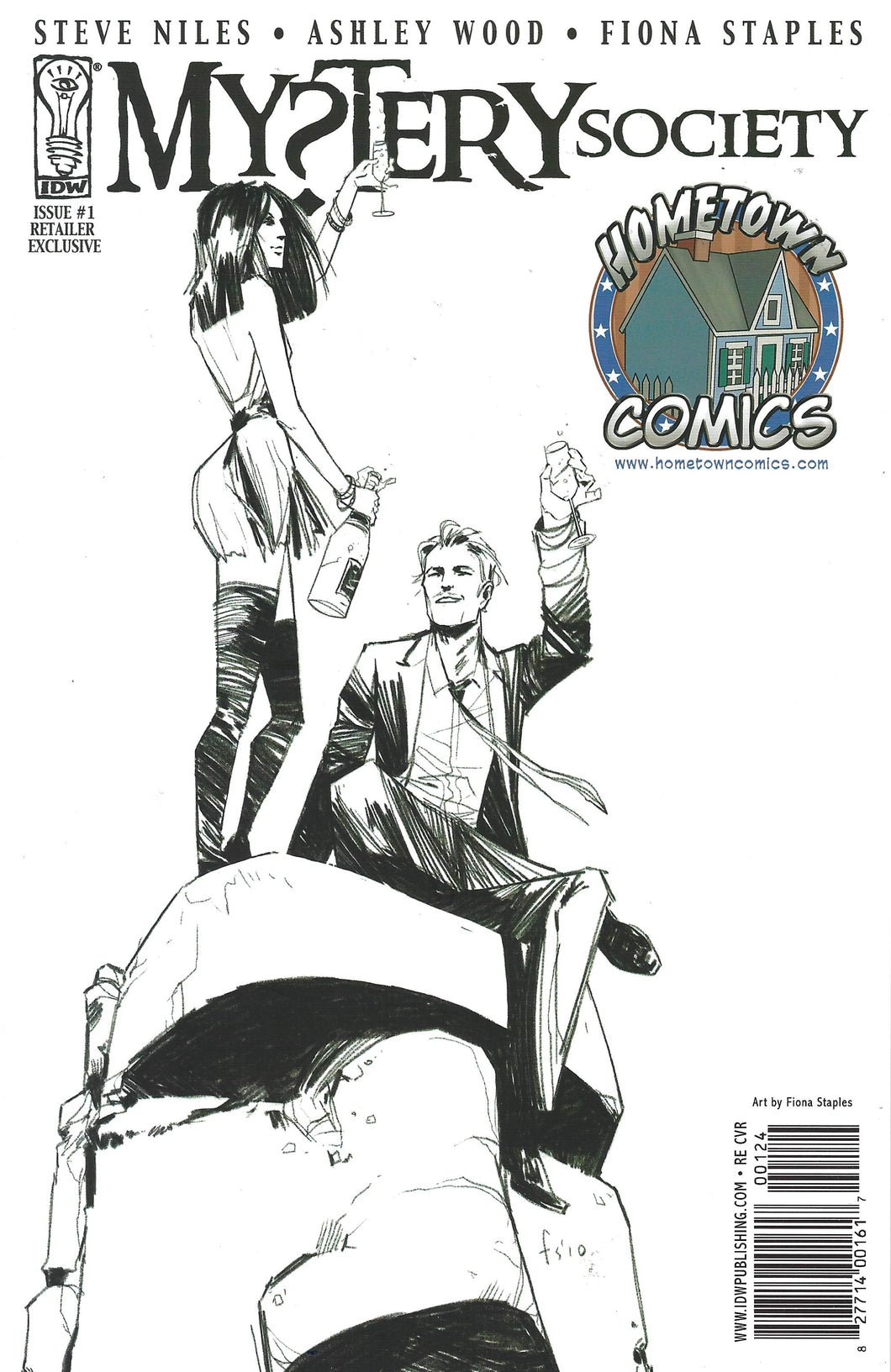 Mystery Society #1 (2010) Fiona Staples Black & White Cover - Hometown comics retailer incentive exclusive cover