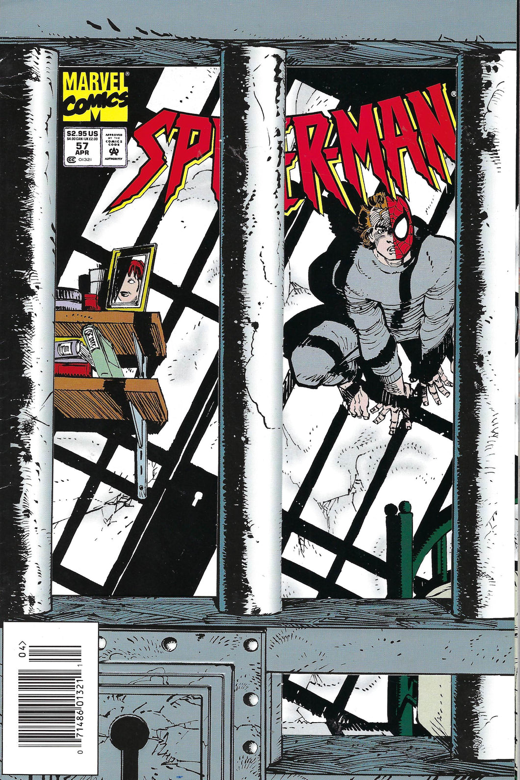 Spider-Man #57 (Die-cut cover - Special Spidey in jail cardstock cover) 1995