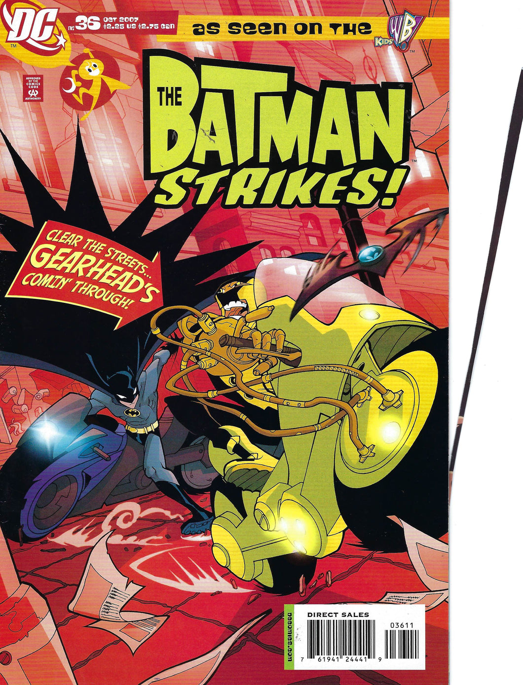 The Batman Strikes #36 (2007) - Tear on back cover