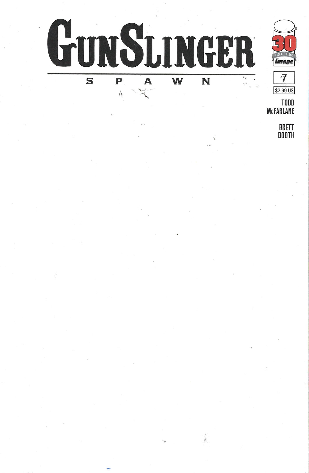 Gunslinger Spawn #7 Variant Blank Cover
