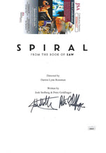 Load image into Gallery viewer, Spiral (From the Book of SAW) Movie Script cover dual signed by writers Josh Stolberg &amp; Peter Goldfinger
