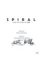 Load image into Gallery viewer, Spiral (From the Book of SAW) Movie Script cover dual signed by writers Josh Stolberg &amp; Peter Goldfinger
